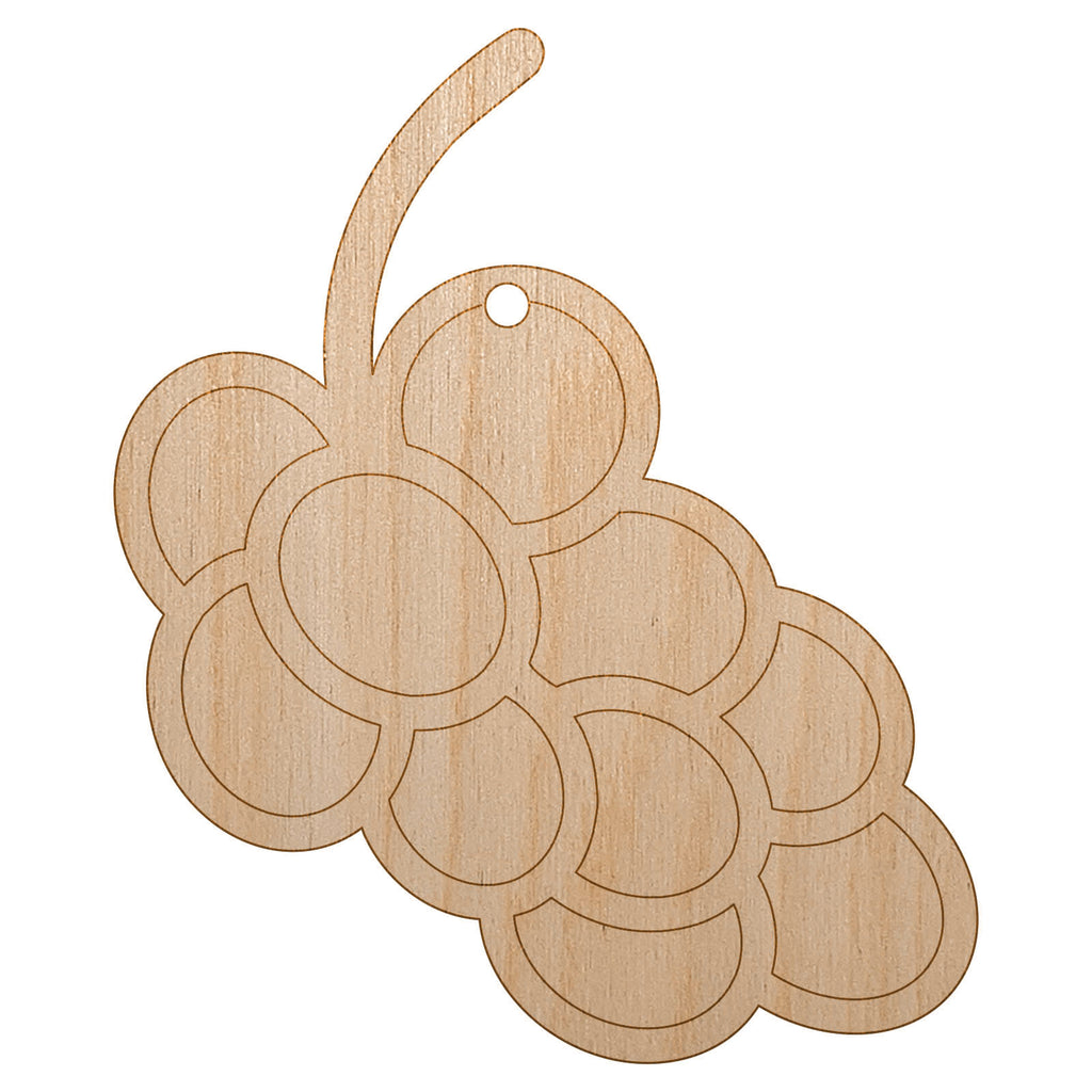 Grapes Outline Doodle Unfinished Craft Wood Holiday Christmas Tree DIY Pre-Drilled Ornament