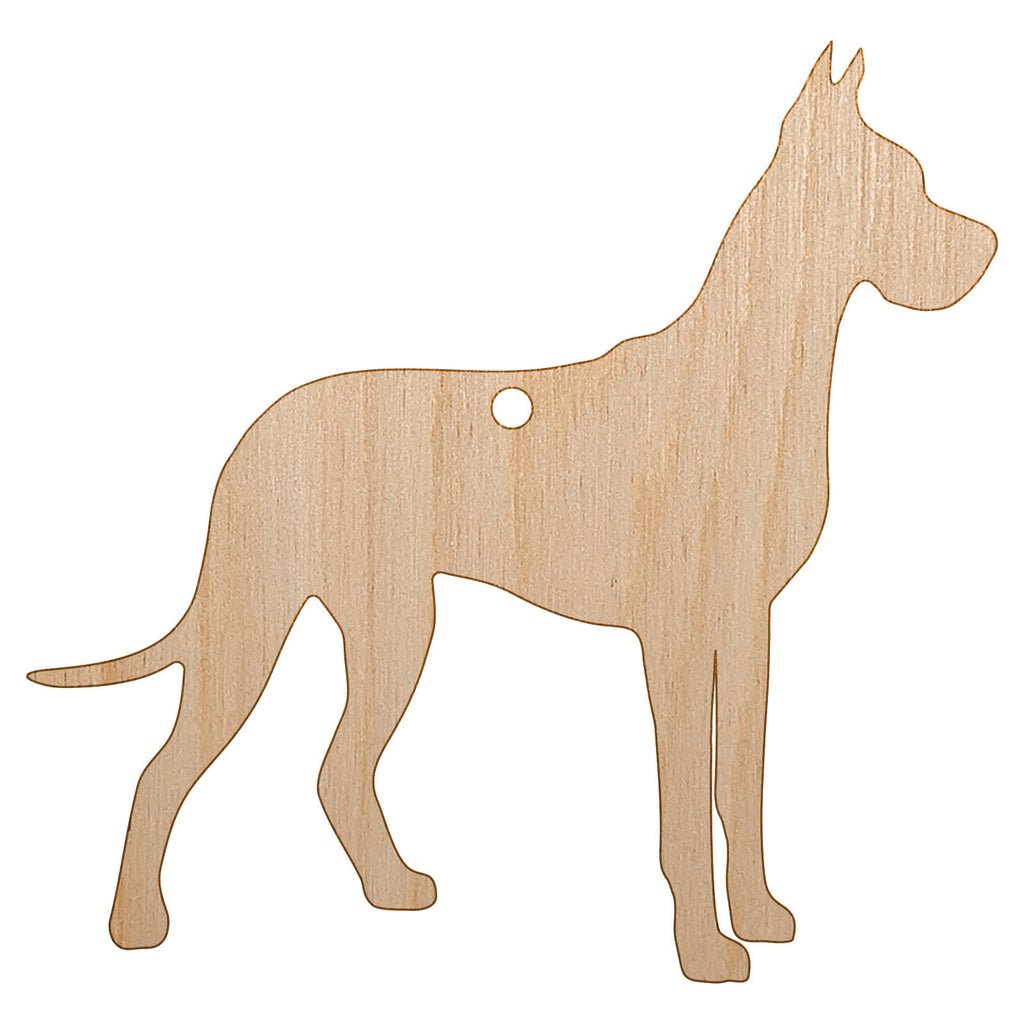 Great Dane Dog Solid Unfinished Craft Wood Holiday Christmas Tree DIY Pre-Drilled Ornament