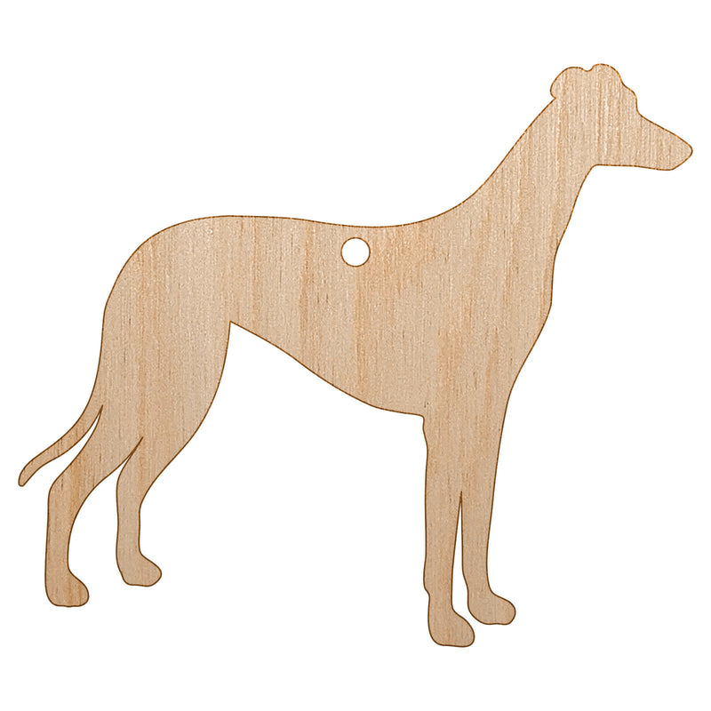 Greyhound Dog Solid Unfinished Craft Wood Holiday Christmas Tree DIY Pre-Drilled Ornament