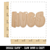 Hugs Fun Text Love Unfinished Craft Wood Holiday Christmas Tree DIY Pre-Drilled Ornament