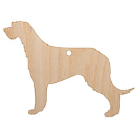 Irish Wolfhound Dog Solid Unfinished Craft Wood Holiday Christmas Tree DIY Pre-Drilled Ornament