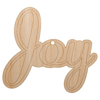 Joy Cursive Text Unfinished Craft Wood Holiday Christmas Tree DIY Pre-Drilled Ornament