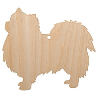 Long Coat Chihuahua Dog Solid Unfinished Craft Wood Holiday Christmas Tree DIY Pre-Drilled Ornament