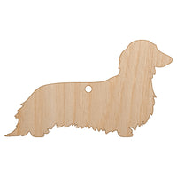 Long Haired Dachshund Dog Solid Unfinished Craft Wood Holiday Christmas Tree DIY Pre-Drilled Ornament