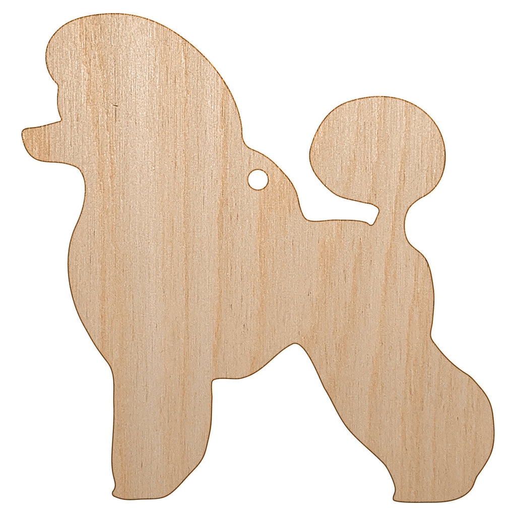 Miniature Poodle Dog Solid Unfinished Craft Wood Holiday Christmas Tree DIY Pre-Drilled Ornament