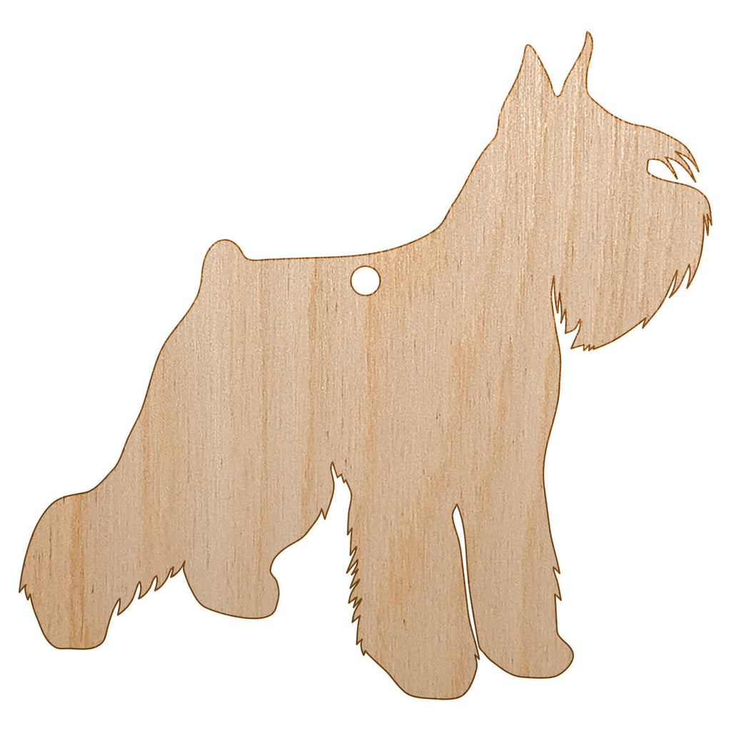 Miniature Schnauzer Dog Solid Unfinished Craft Wood Holiday Christmas Tree DIY Pre-Drilled Ornament