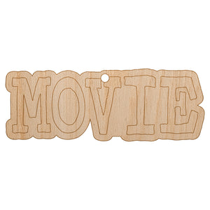 Movie Fun Text Unfinished Craft Wood Holiday Christmas Tree DIY Pre-Drilled Ornament