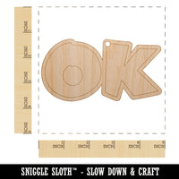 OK Okay Fun Text Unfinished Craft Wood Holiday Christmas Tree DIY Pre-Drilled Ornament