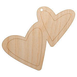 Pair of Hearts Love Unfinished Craft Wood Holiday Christmas Tree DIY Pre-Drilled Ornament