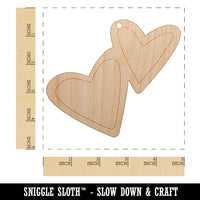 Pair of Hearts Love Unfinished Craft Wood Holiday Christmas Tree DIY Pre-Drilled Ornament