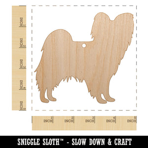 Papillon Continental Toy Spaniel Dog Solid Unfinished Craft Wood Holiday Christmas Tree DIY Pre-Drilled Ornament