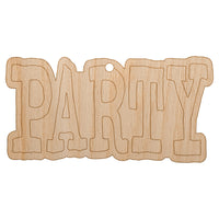 Party Fun Text Unfinished Craft Wood Holiday Christmas Tree DIY Pre-Drilled Ornament