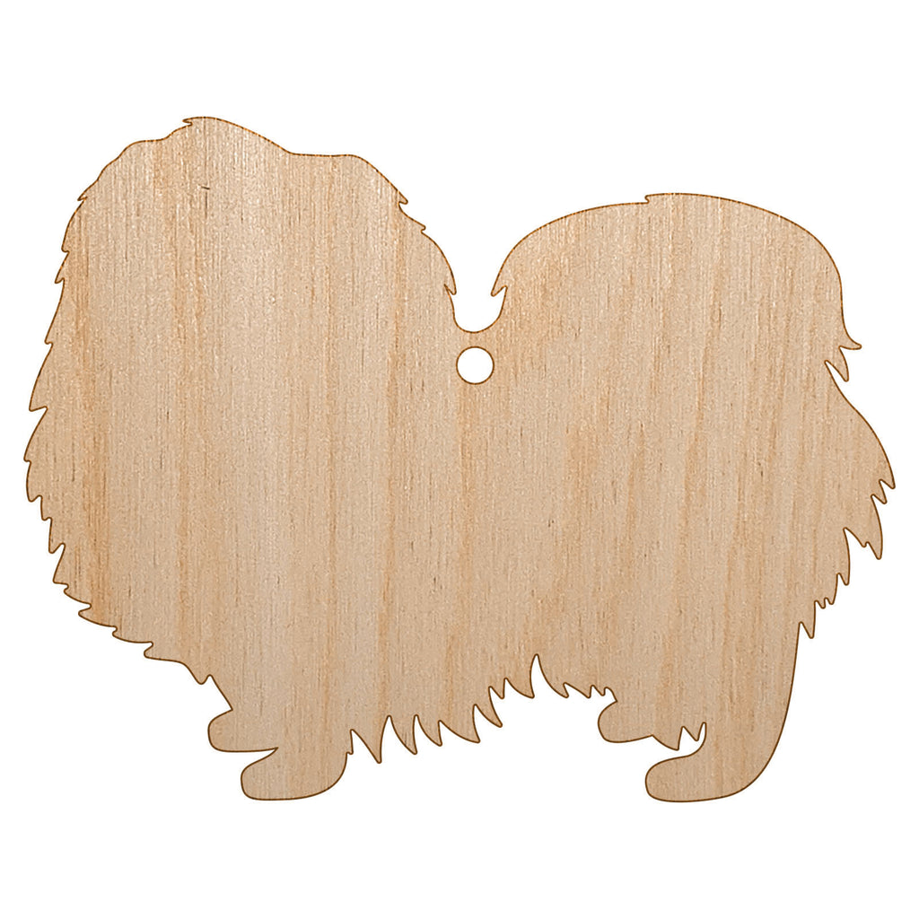 Pekingese Dog Solid Unfinished Craft Wood Holiday Christmas Tree DIY Pre-Drilled Ornament