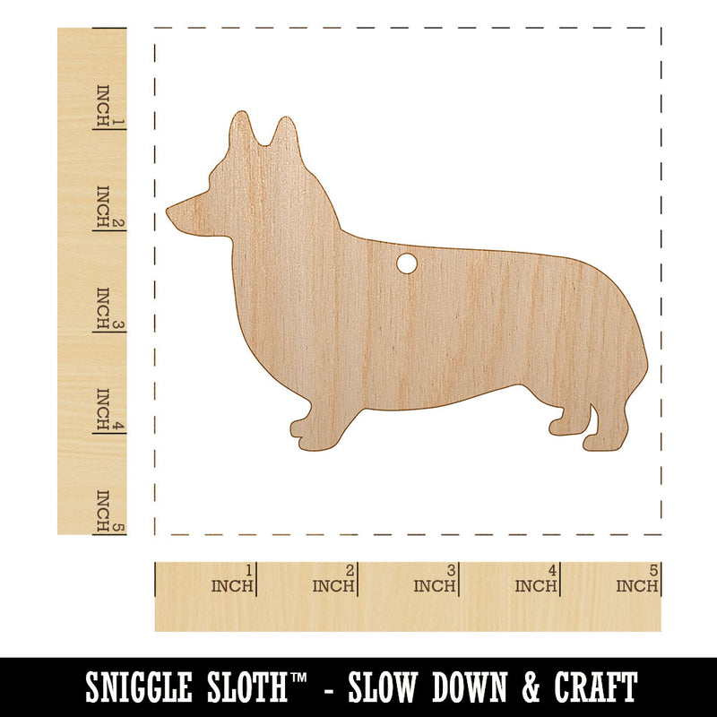 Pembroke Welsh Corgi Dog Solid Unfinished Craft Wood Holiday Christmas Tree DIY Pre-Drilled Ornament