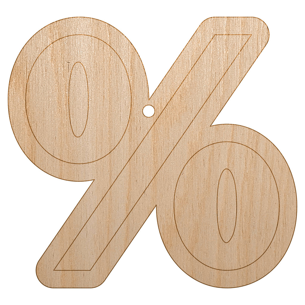Percent Symbol Unfinished Craft Wood Holiday Christmas Tree DIY Pre-Drilled Ornament