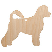 Portuguese Water Dog Solid Unfinished Craft Wood Holiday Christmas Tree DIY Pre-Drilled Ornament