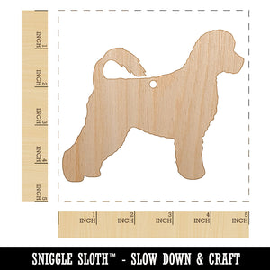 Portuguese Water Dog Solid Unfinished Craft Wood Holiday Christmas Tree DIY Pre-Drilled Ornament