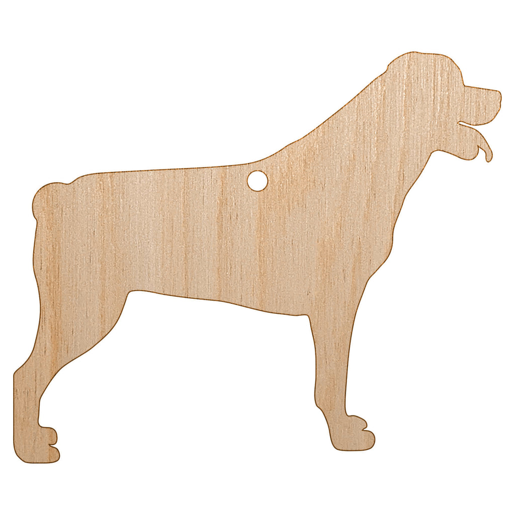 Rottweiler Dog Solid Unfinished Craft Wood Holiday Christmas Tree DIY Pre-Drilled Ornament