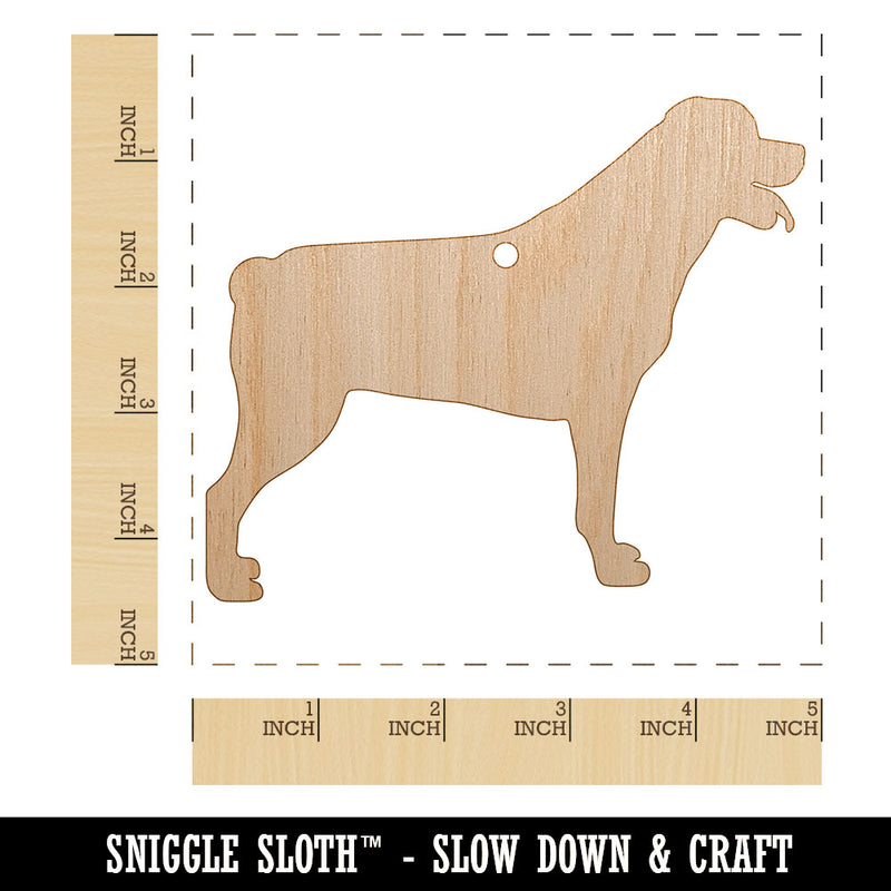 Rottweiler Dog Solid Unfinished Craft Wood Holiday Christmas Tree DIY Pre-Drilled Ornament