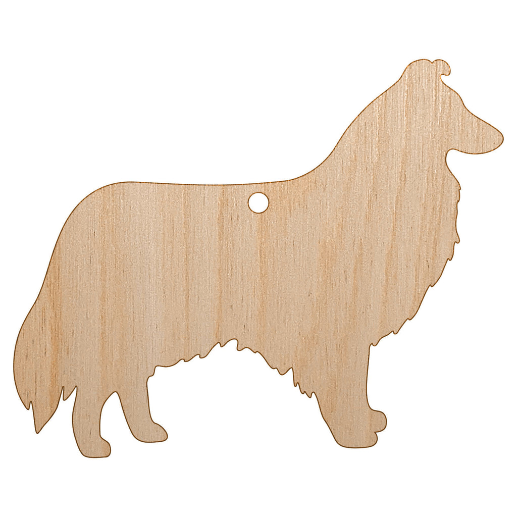 Rough Collie Dog Solid Unfinished Craft Wood Holiday Christmas Tree DIY Pre-Drilled Ornament