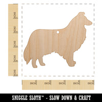 Rough Collie Dog Solid Unfinished Craft Wood Holiday Christmas Tree DIY Pre-Drilled Ornament