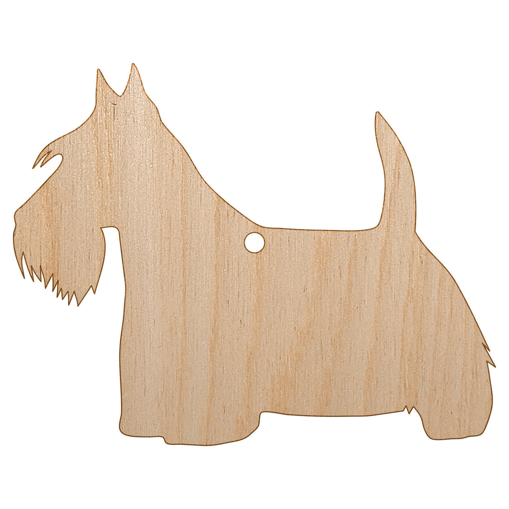 Scottish Terrier Scottie Dog Solid Unfinished Craft Wood Holiday Christmas Tree DIY Pre-Drilled Ornament