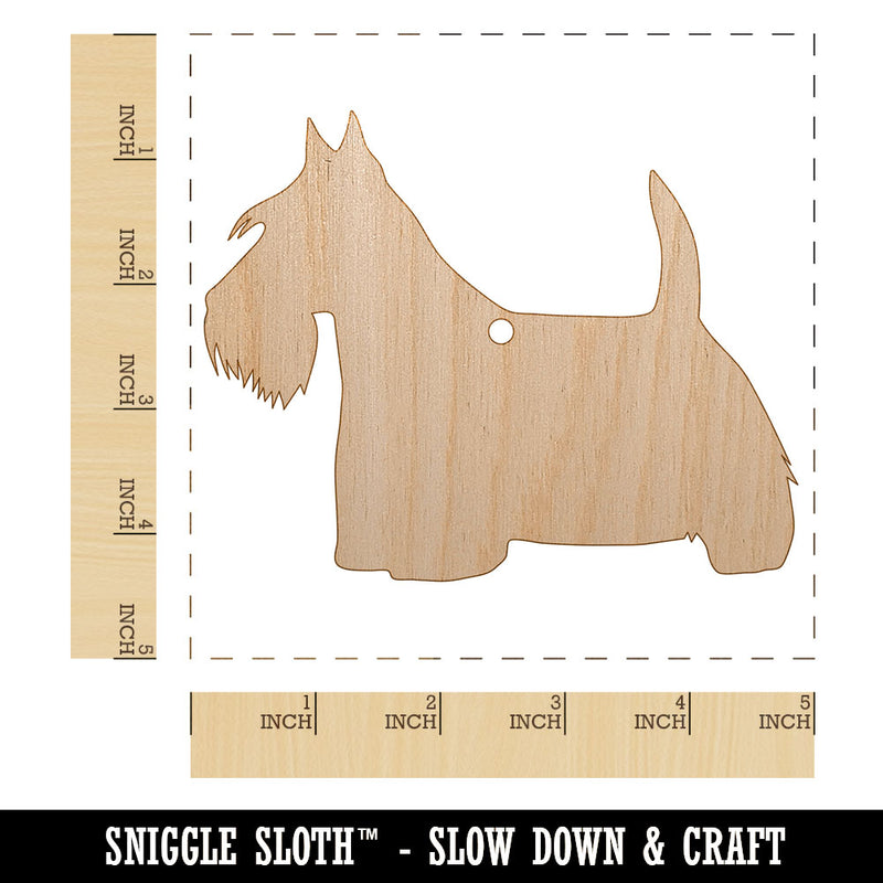 Scottish Terrier Scottie Dog Solid Unfinished Craft Wood Holiday Christmas Tree DIY Pre-Drilled Ornament