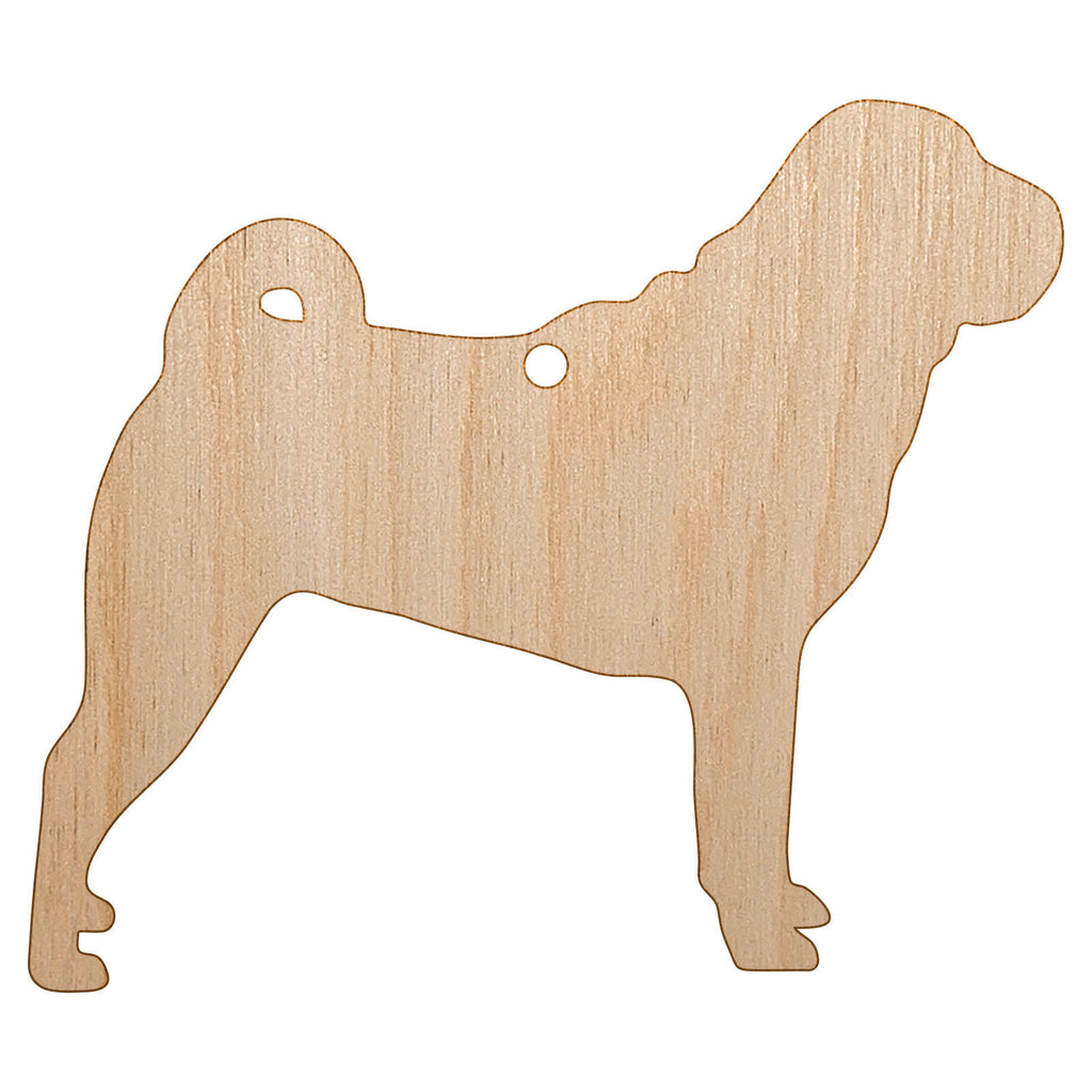 Shar-Pei Dog Solid Unfinished Craft Wood Holiday Christmas Tree DIY Pre-Drilled Ornament