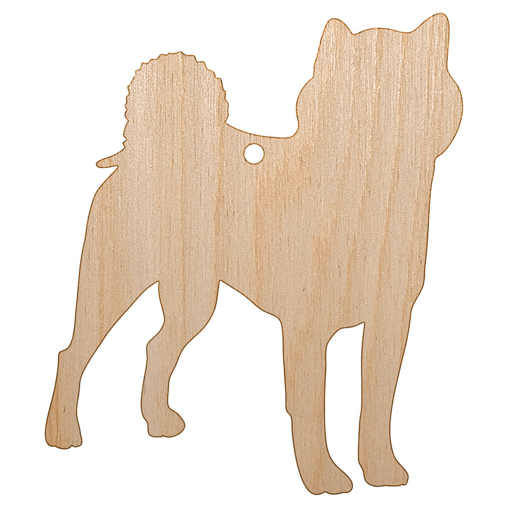 Shiba Inu Dog Solid Unfinished Craft Wood Holiday Christmas Tree DIY Pre-Drilled Ornament