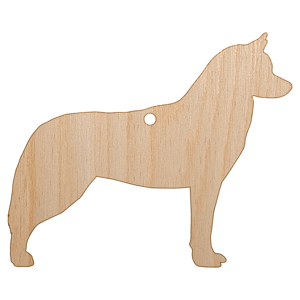 Siberian Husky Dog Solid Unfinished Craft Wood Holiday Christmas Tree DIY Pre-Drilled Ornament