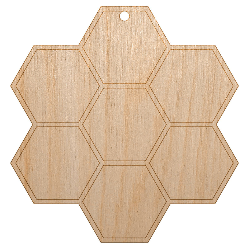 Simple Honeycomb Outline Unfinished Craft Wood Holiday Christmas Tree DIY Pre-Drilled Ornament