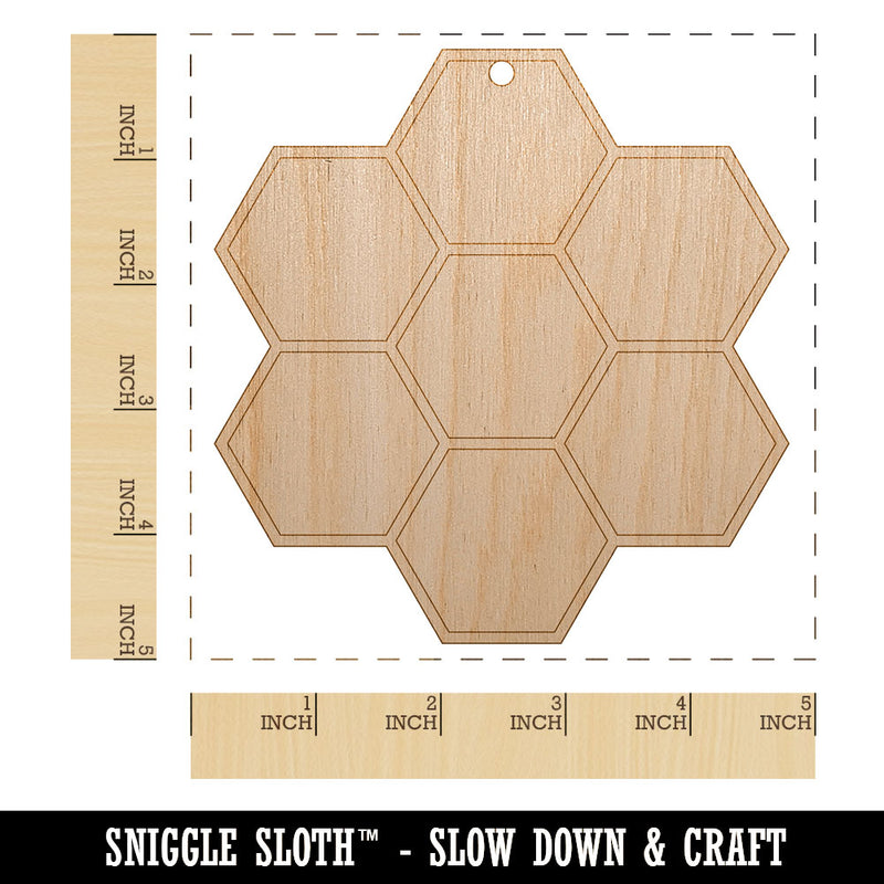 Simple Honeycomb Outline Unfinished Craft Wood Holiday Christmas Tree DIY Pre-Drilled Ornament