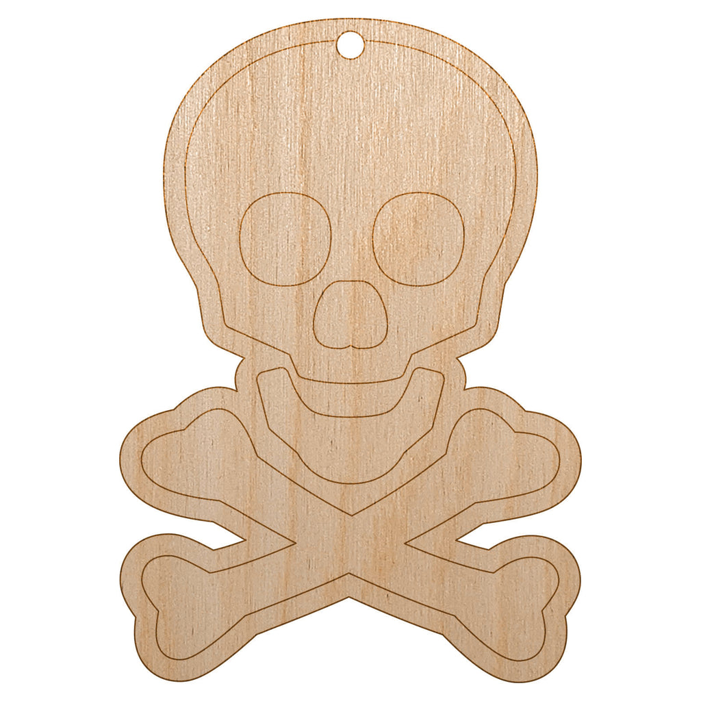 Skull and Crossbones Outline Unfinished Craft Wood Holiday Christmas Tree DIY Pre-Drilled Ornament