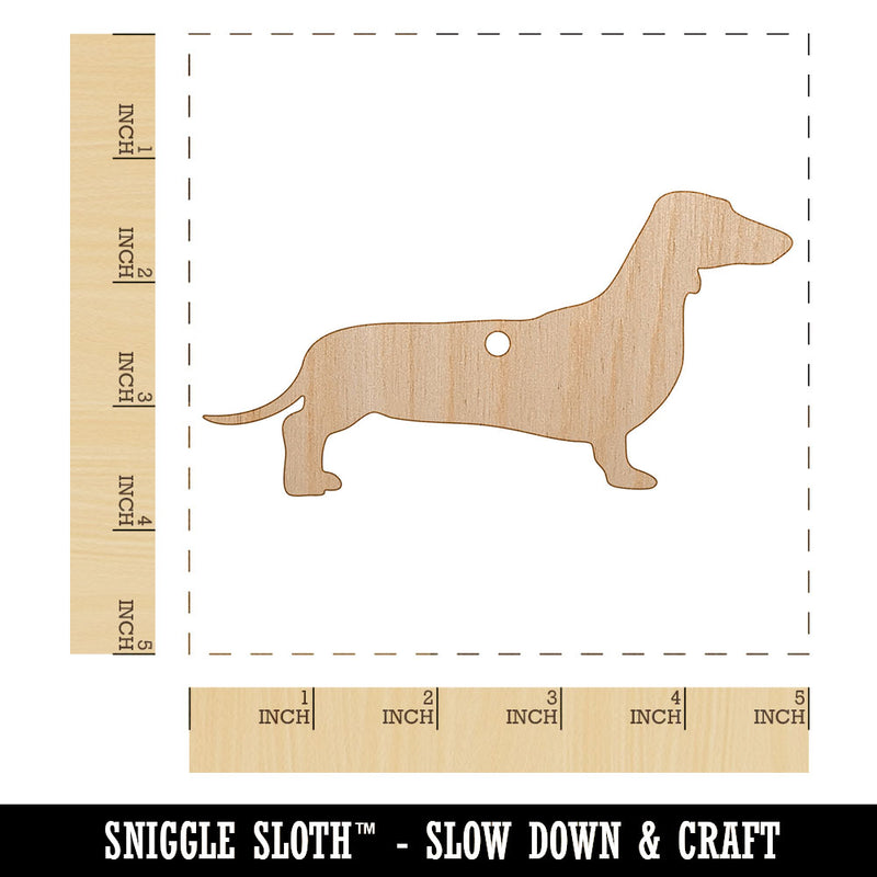 Smooth Haired Dachshund Dog Solid Unfinished Craft Wood Holiday Christmas Tree DIY Pre-Drilled Ornament