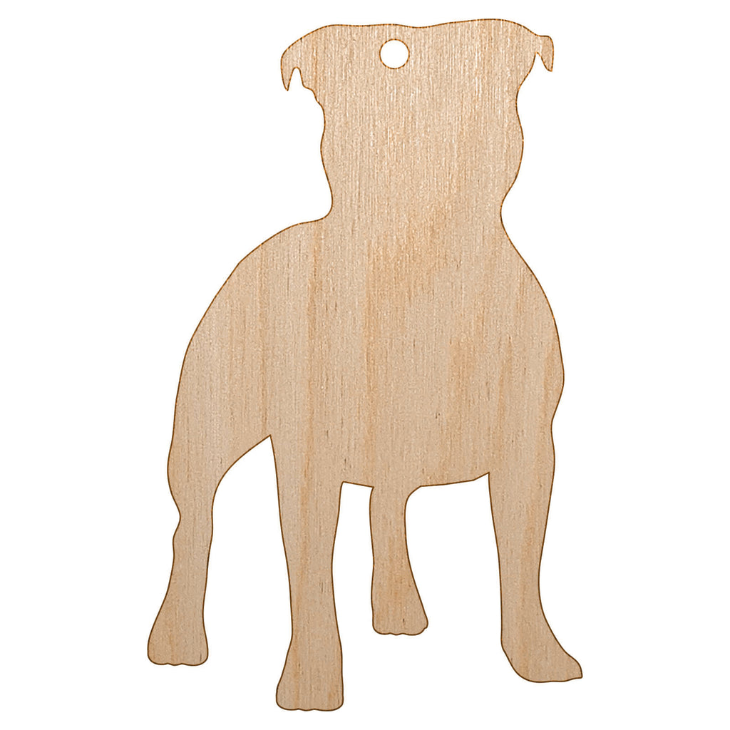 Staffordshire Bull Terrier Dog Solid Unfinished Craft Wood Holiday Christmas Tree DIY Pre-Drilled Ornament