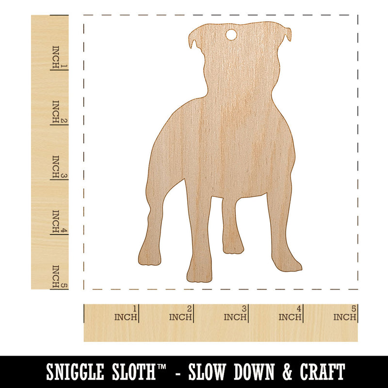 Staffordshire Bull Terrier Dog Solid Unfinished Craft Wood Holiday Christmas Tree DIY Pre-Drilled Ornament
