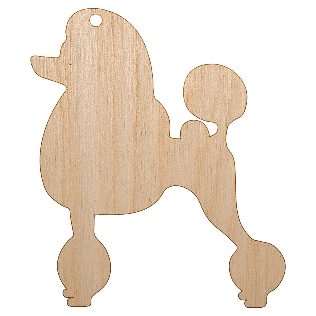 Standard Poodle Dog Solid Unfinished Craft Wood Holiday Christmas Tree DIY Pre-Drilled Ornament