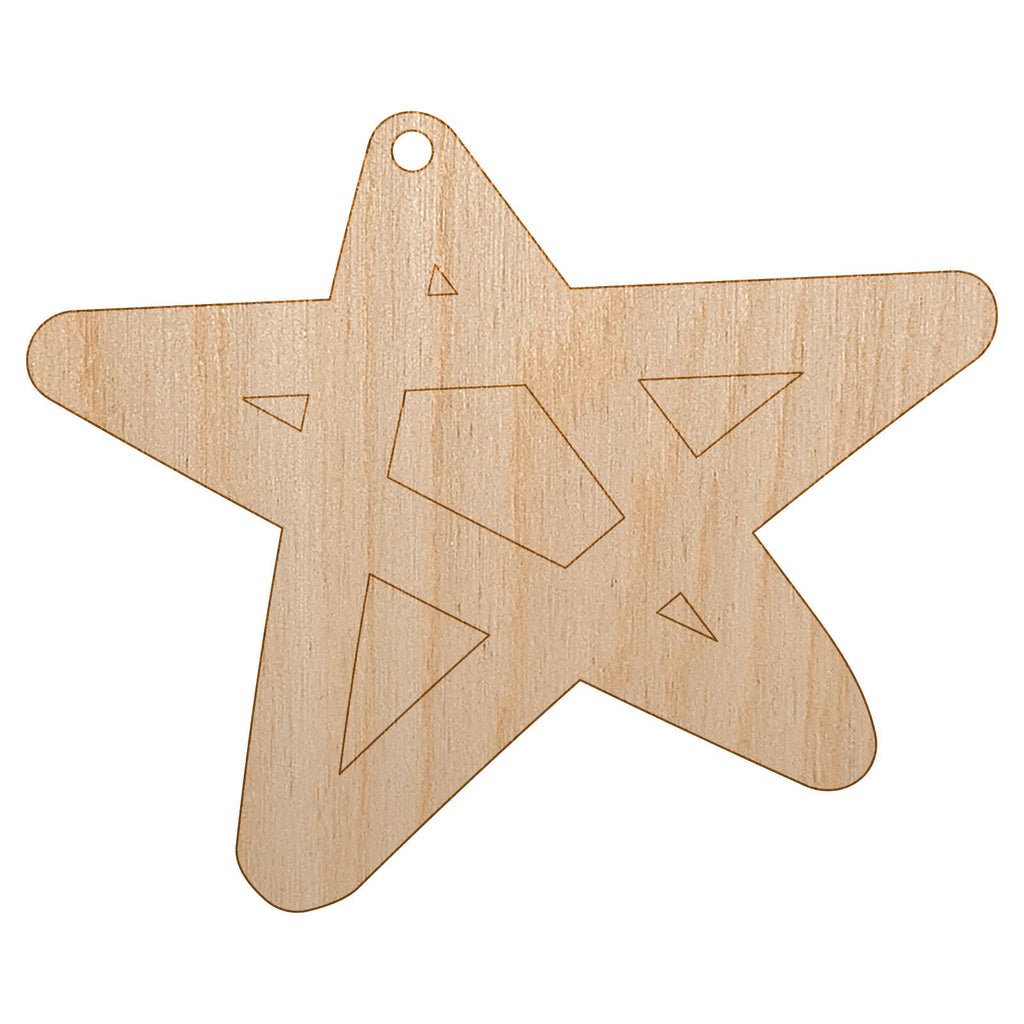 Star Doodle Unfinished Craft Wood Holiday Christmas Tree DIY Pre-Drilled Ornament