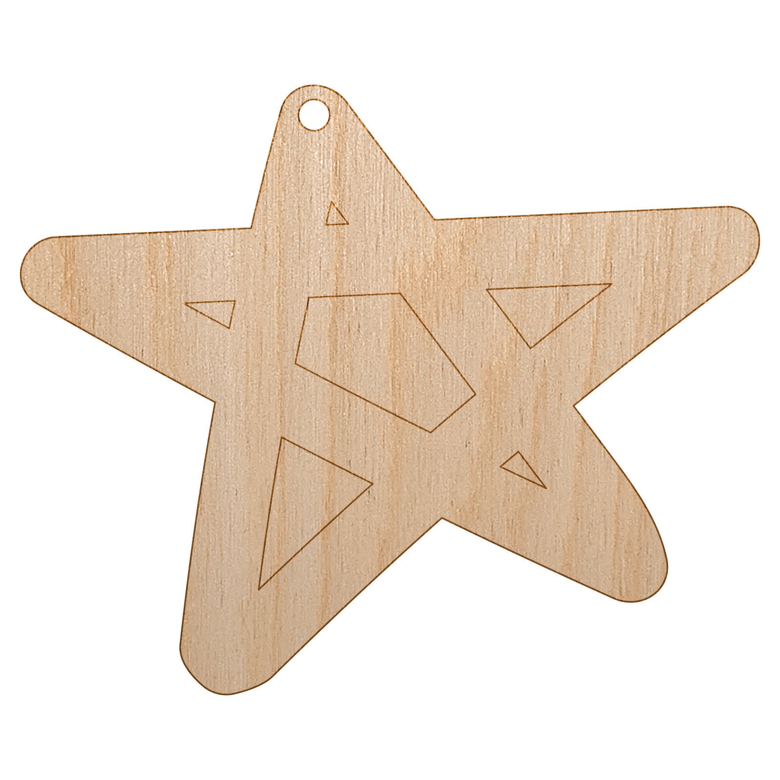 Star Doodle Unfinished Craft Wood Holiday Christmas Tree DIY Pre-Drilled Ornament