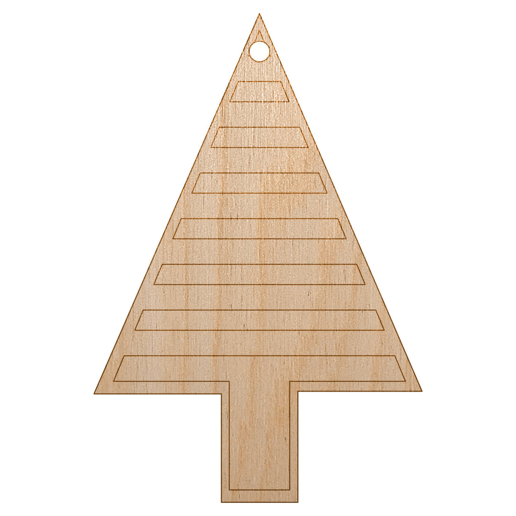 Striped Pine Woodland Tree Unfinished Craft Wood Holiday Christmas Tree DIY Pre-Drilled Ornament