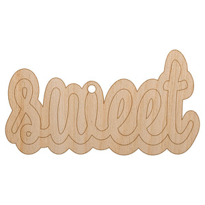 Sweet Text Cursive Unfinished Craft Wood Holiday Christmas Tree DIY Pre-Drilled Ornament