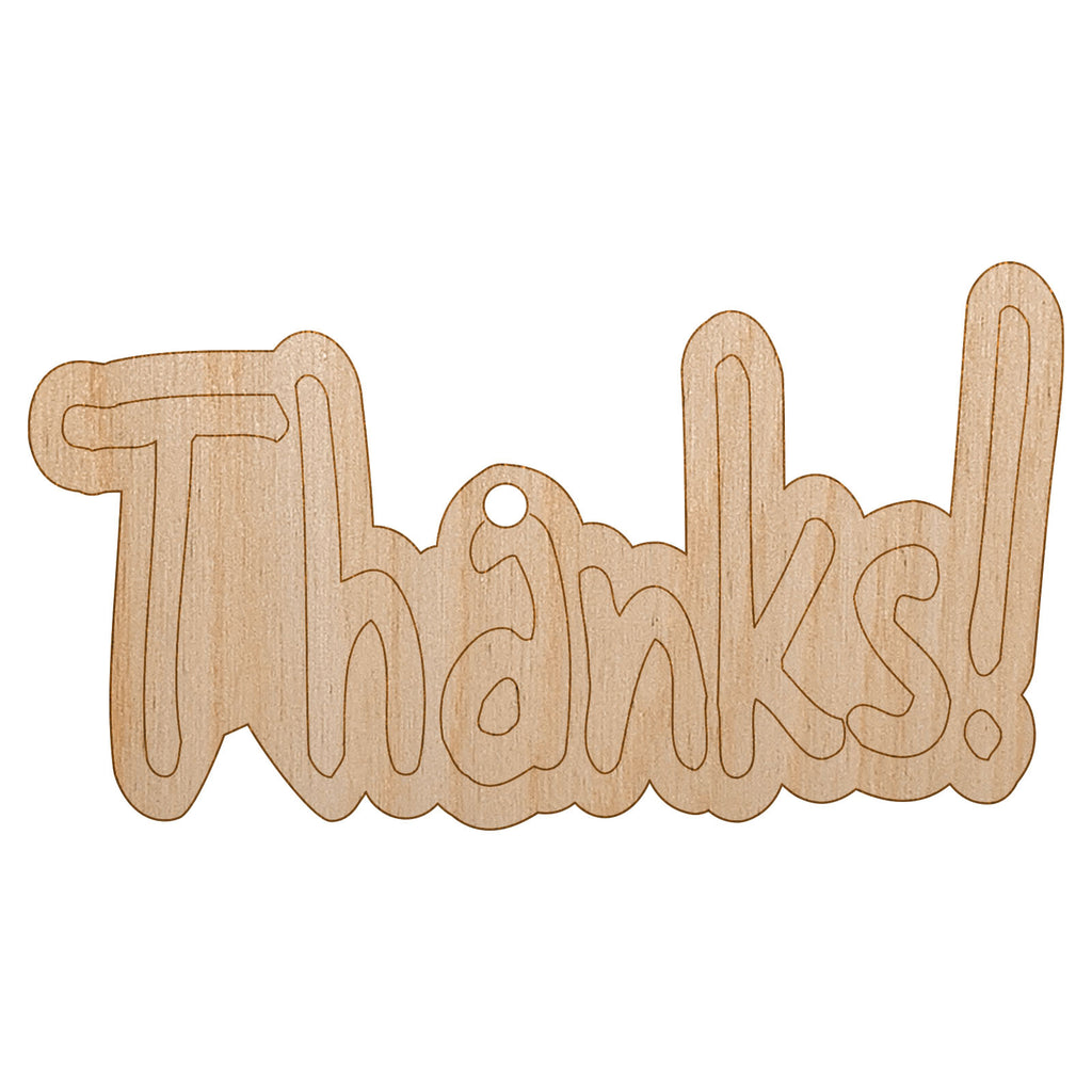 Thanks Fun Text Unfinished Craft Wood Holiday Christmas Tree DIY Pre-Drilled Ornament