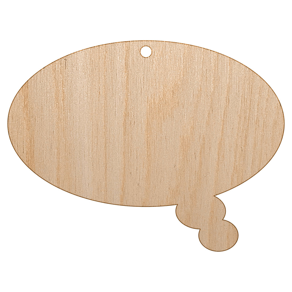 Thought Speech Bubble Solid Unfinished Craft Wood Holiday Christmas Tree DIY Pre-Drilled Ornament