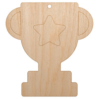 Trophy Award Outline with Star Unfinished Craft Wood Holiday Christmas Tree DIY Pre-Drilled Ornament