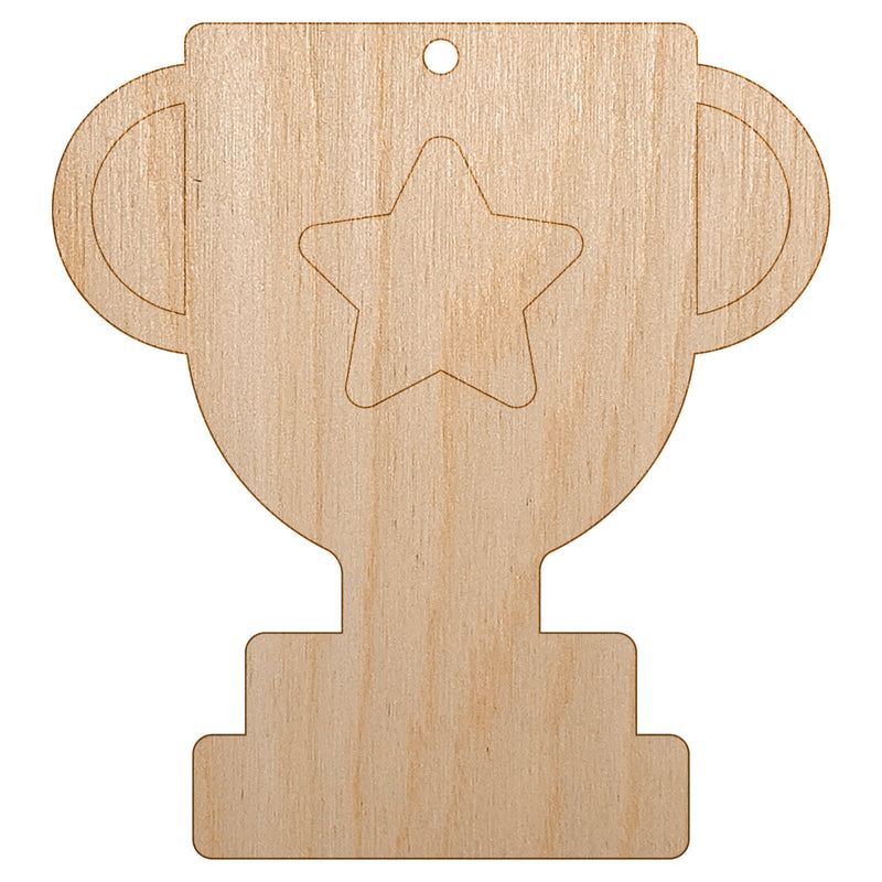 Trophy Award Outline with Star Unfinished Craft Wood Holiday Christmas Tree DIY Pre-Drilled Ornament