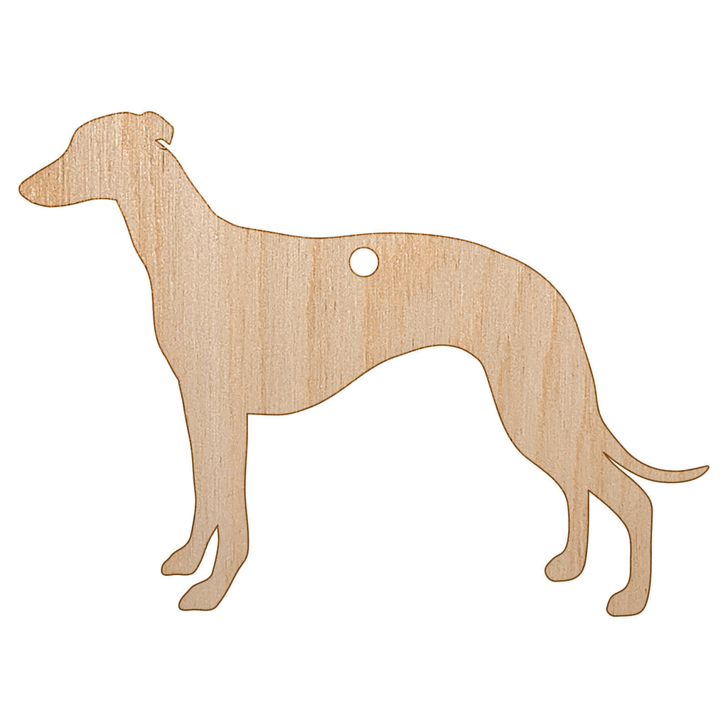 Whippet Dog Solid Unfinished Craft Wood Holiday Christmas Tree DIY Pre-Drilled Ornament