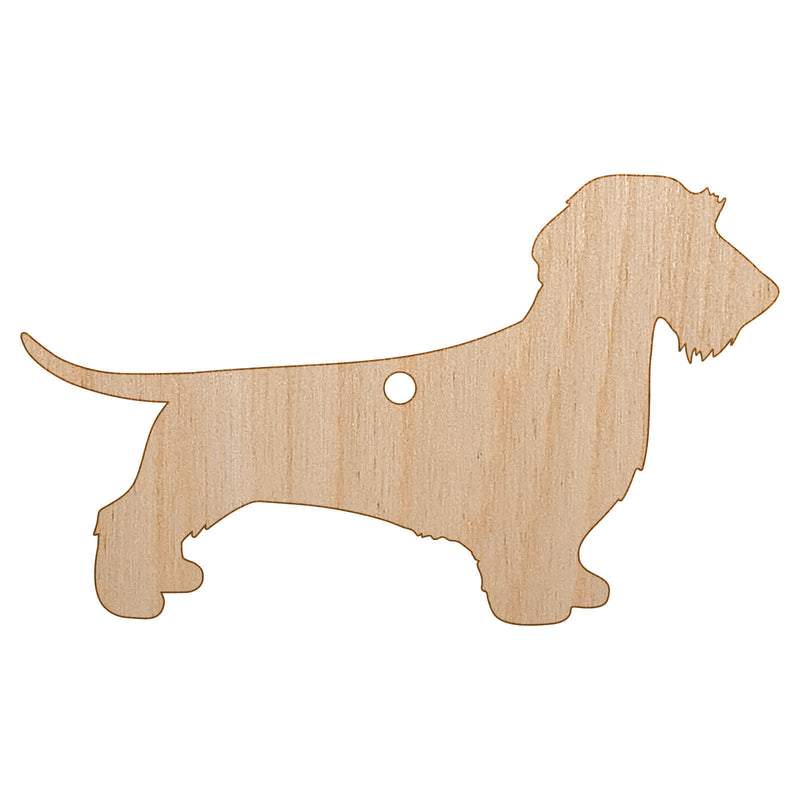 Wirehaired Dachshund Dog Solid Unfinished Craft Wood Holiday Christmas Tree DIY Pre-Drilled Ornament