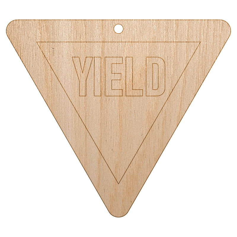 Yield Sign Unfinished Craft Wood Holiday Christmas Tree DIY Pre-Drilled Ornament