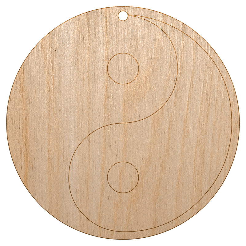 Yin and Yang Symbol Unfinished Craft Wood Holiday Christmas Tree DIY Pre-Drilled Ornament