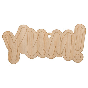 Yum Food Cooking Fun Text Unfinished Craft Wood Holiday Christmas Tree DIY Pre-Drilled Ornament